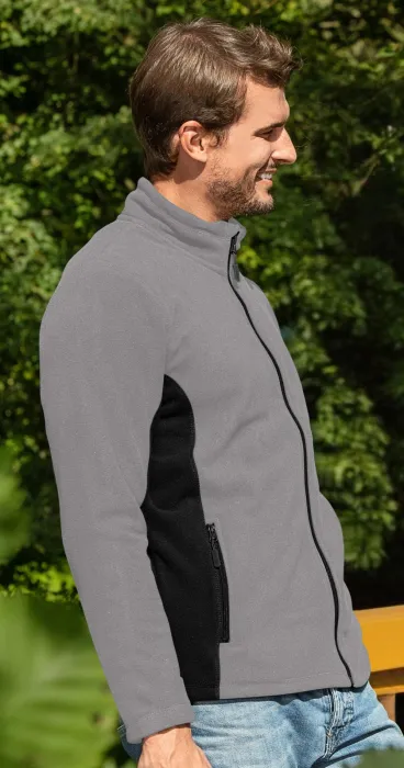 Férfi polár kontraszt kabát, világos szürke