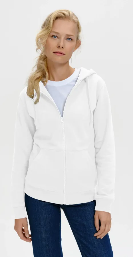 Női pulóver kapucnival, fehér Női pulóver kapucnival, fehér