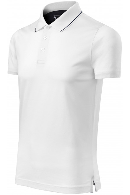 Férfi elegáns merszeres póló gallérral, fehér, rövid ujjú pólók