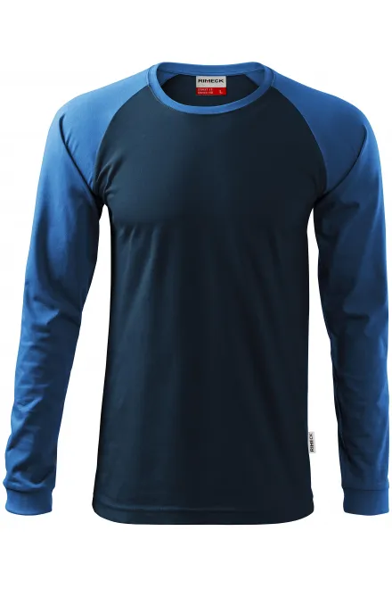 Férfi kontrasztos hosszú ujjú póló - sötétkék, L