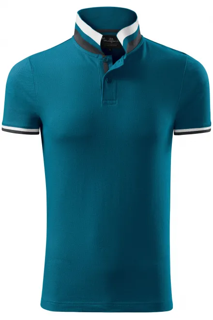 Férfi póló gallérral - petrol blue, 3XL