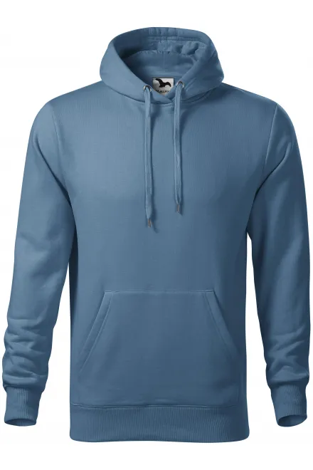 Férfi pulóver kapucnival cipzár nélkül - denim, S