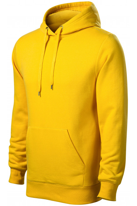 Férfi pulóver kapucnival cipzár nélkül, sárga, férfi pulóverek