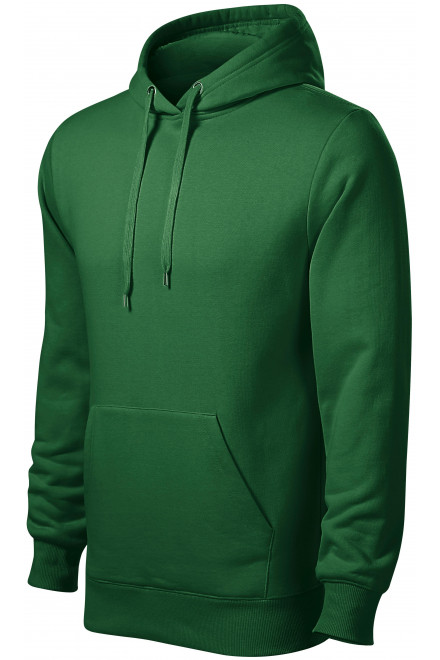 Férfi pulóver kapucnival cipzár nélkül, üveg zöld, férfi pulóverek