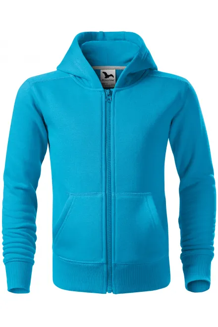 Gyerek pulóver kapucnival - türkiz, 134 cm / 8 év