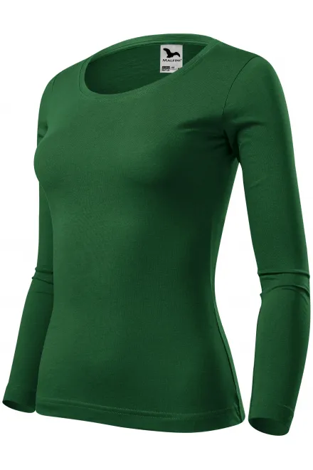 Hosszú ujjú női póló, üveg zöld