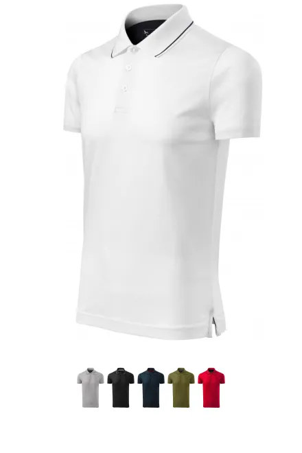 Férfi elegáns merszeres póló gallérral, fehér