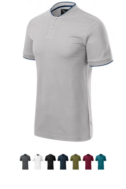 Férfi póló bombergallérral, ezüstszürke