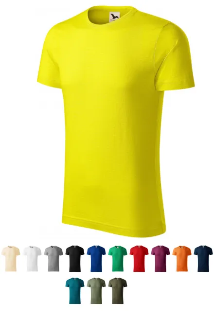 Férfi póló, texturált organikus pamut, citromsárga