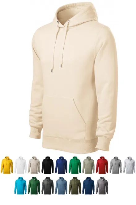 Férfi pulóver kapucnival cipzár nélkül, mandula