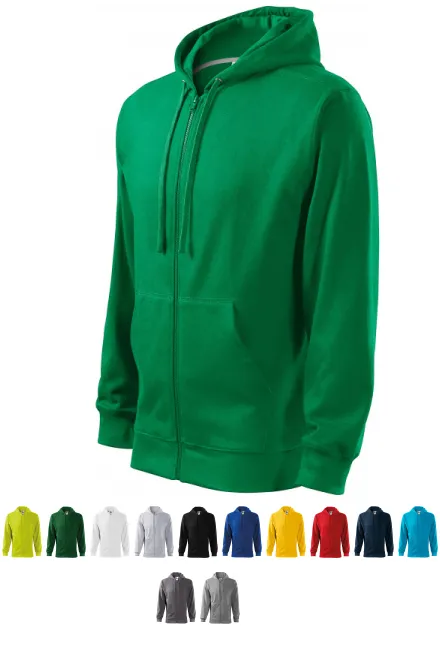 Férfi pulóver kapucnival, zöld fű