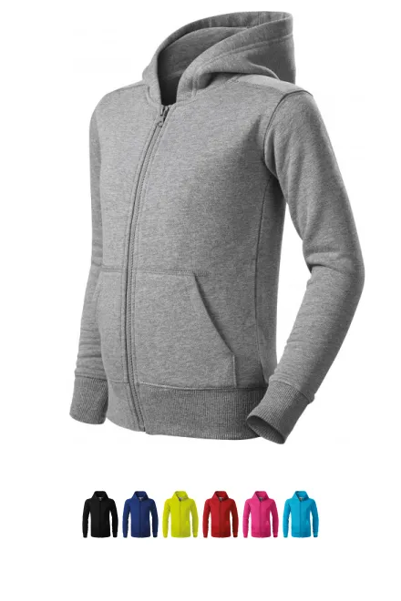 Gyerek pulóver kapucnival, sötétszürke márvány