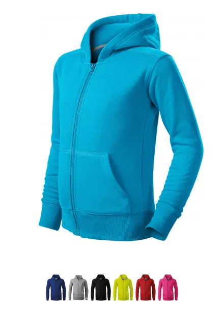 Gyerek pulóver kapucnival, türkiz