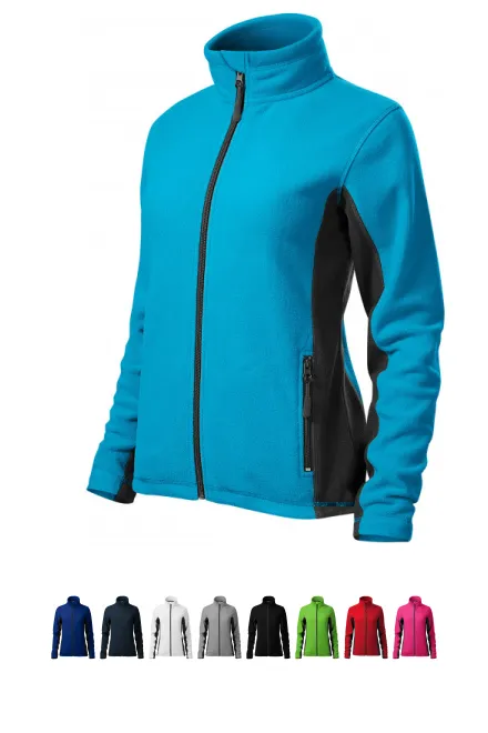 Női polár kontraszt kabát, türkiz