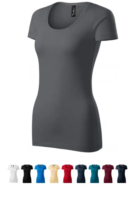 Női póló díszvarrással, világos szürke