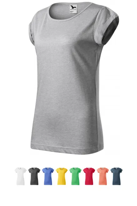 Női póló feltekert ujjú, ezüst márvány