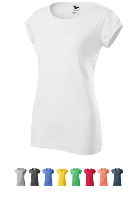 Női póló feltekert ujjú, fehér