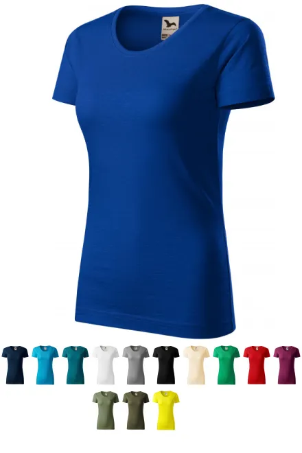 Női póló, texturált organikus pamut, királykék