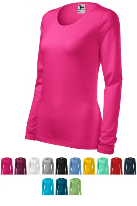 Női testhezálló, hosszú ujjú póló, lila