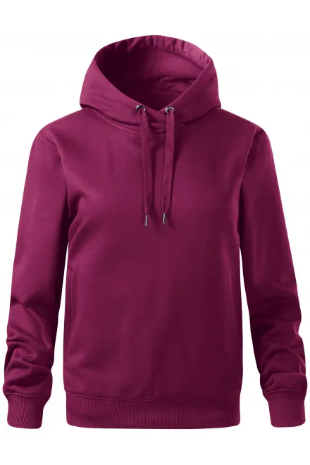 Kényelmes női pulóver kapucnival - fukszia, XS