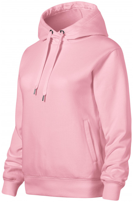 Kényelmes női pulóver kapucnival, rózsaszín, rózsaszín pulóverek