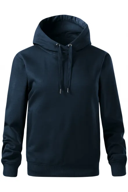 Kényelmes női pulóver kapucnival - sötétkék, XS