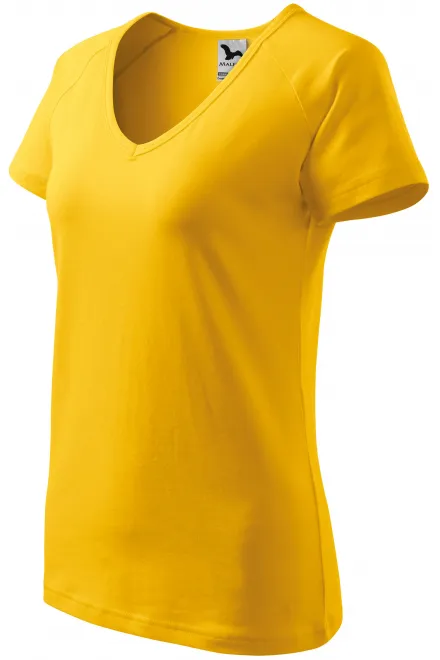 Kúpos női póló raglán ujjú, sárga