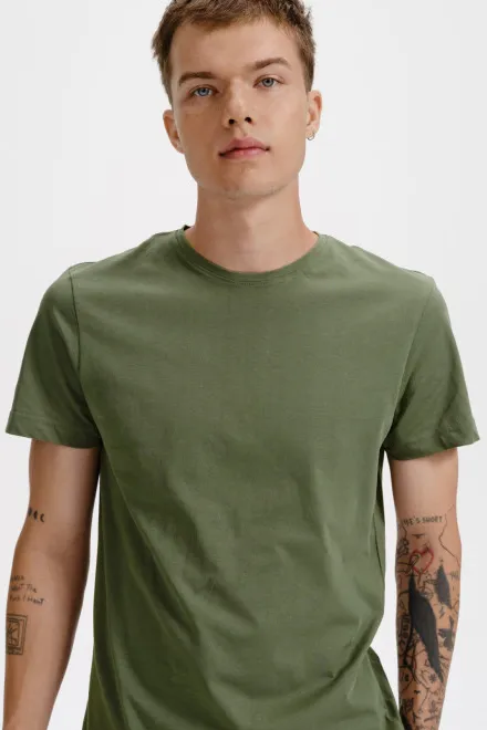 Bio pamut férfi póló, khaki