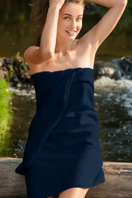 Bio pamut törülköző, sötétkék