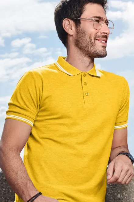 Férfi kontrasztos póló, sárga