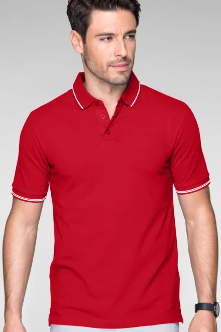 Férfi kontrasztos pólóing, formula red