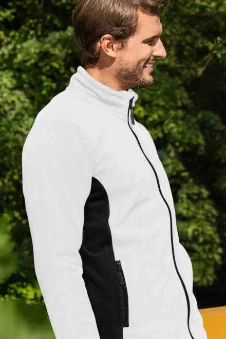 Férfi polár kontraszt kabát, fehér
