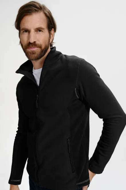 Férfi polár kontraszt kabát, fekete