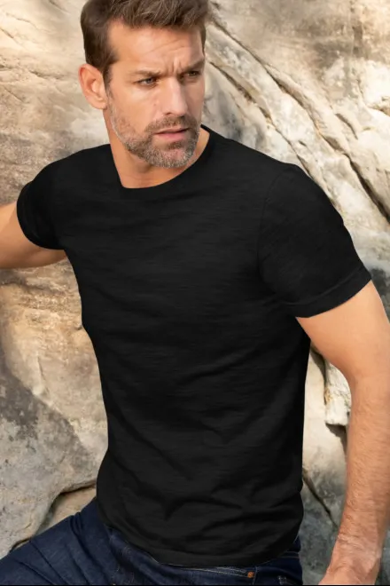 Férfi póló merinó gyapjúból, fekete