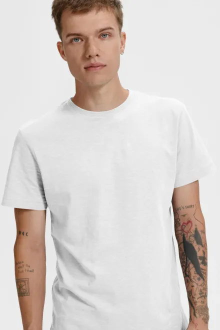 Férfi póló, texturált organikus pamut, fehér