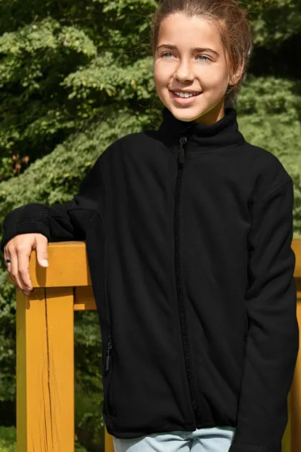 Gyermek polár kontraszt kabát, fekete