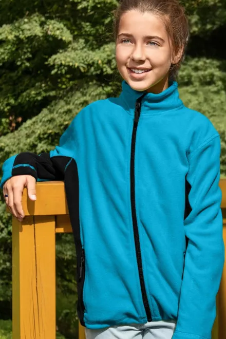 Gyermek polár kontraszt kabát, türkiz