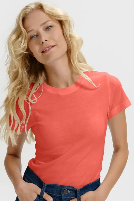 Női egyszerű póló, korall
