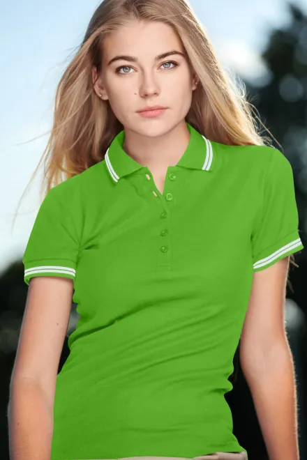 Női kontrasztos póló, alma zöld