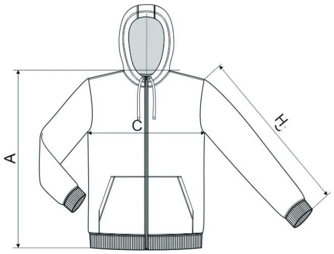 Férfi álcázó pulóver - mérettáblázat