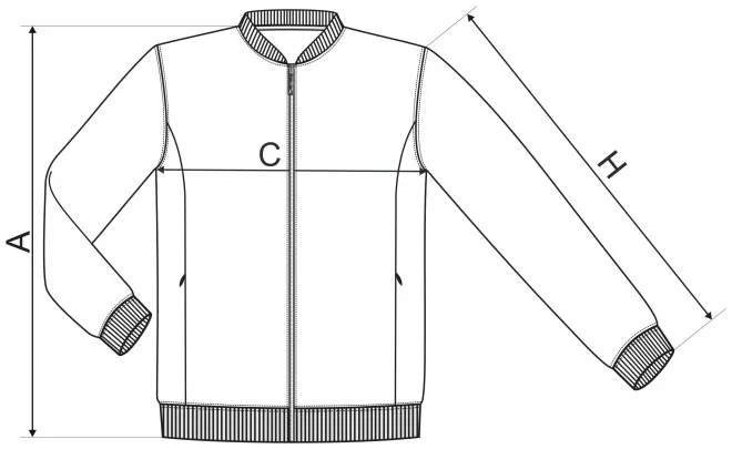 Férfi pulóver rejtett zsebbel - mérettáblázat