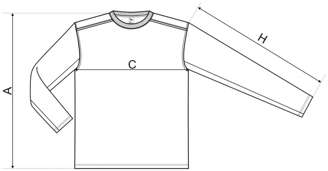 Hosszú ujjú póló - mérettáblázat