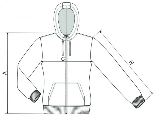 Női álcázó pulóver - mérettáblázat