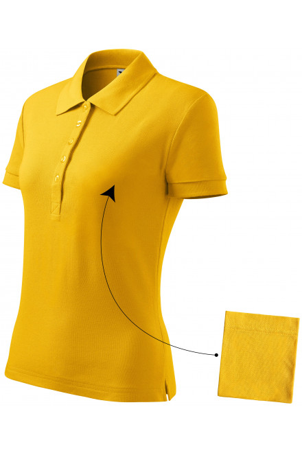 Női egyszerű póló, sárga, női pólók gallérral