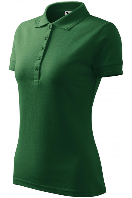 Női elegáns póló, üveg zöld, női pólók gallérral