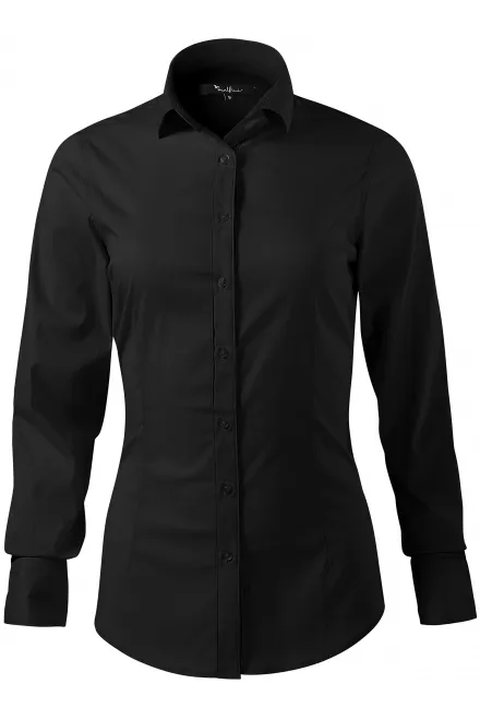 Női hosszú ujjú blúz slim fit - fekete, M