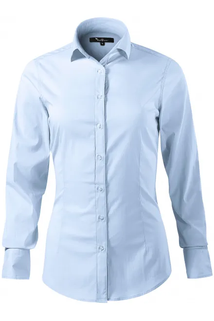 Női hosszú ujjú blúz slim fit - világoskék, M