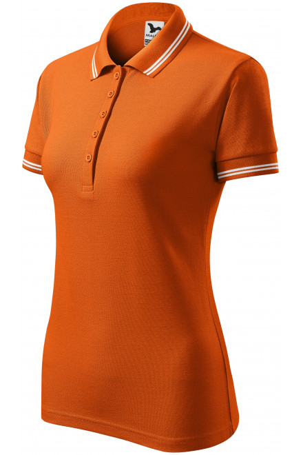 Női kontrasztos póló, narancssárga, női pólók gallérral