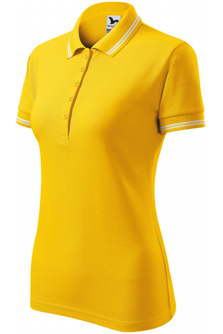 Női kontrasztos póló, sárga, női pólók gallérral