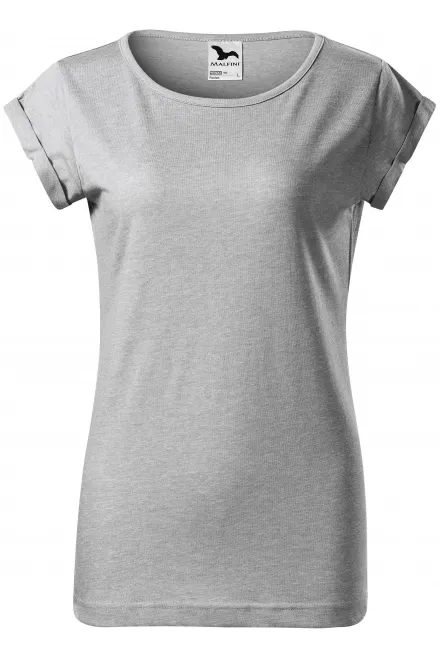 Női póló feltekert ujjú - ezüst márvány, 2XL